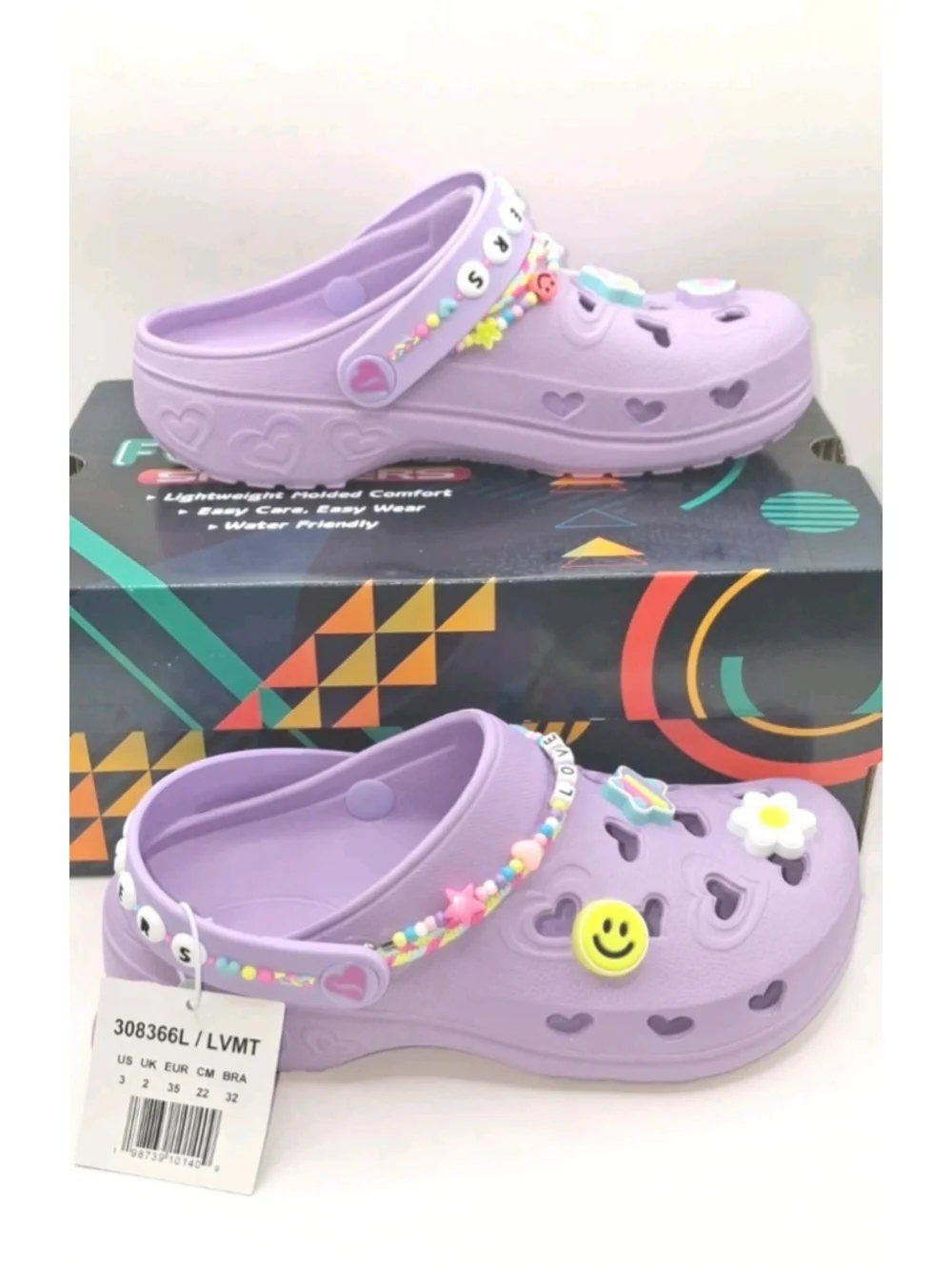 skechers foamies girls Size 3 Charming Friends Color Lavender NIB